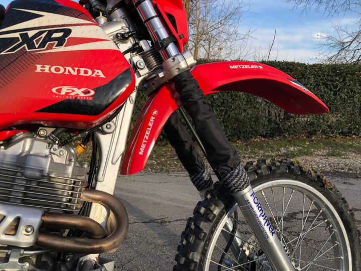 FORKSAVER® TRADIZIONALI “VINTAGE” PROTEZIONE FORCELLE NON ROVESCIATE DA 38 A 45 MM IN 4 COLORI - ambro - racing