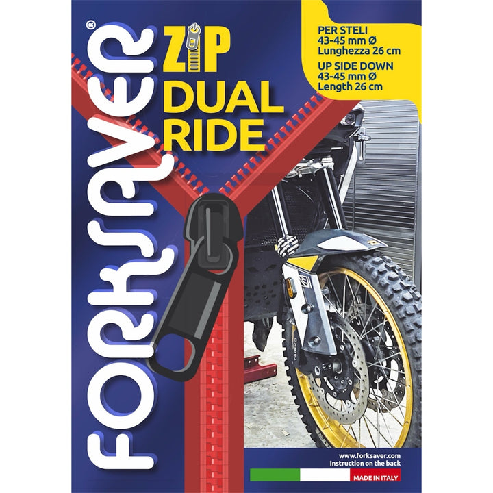*NUOVO* Forksaver® DUAL ZIP con cerniera – Protezione forcella per moto Adventure e Dual Sport NER - ambro - racing